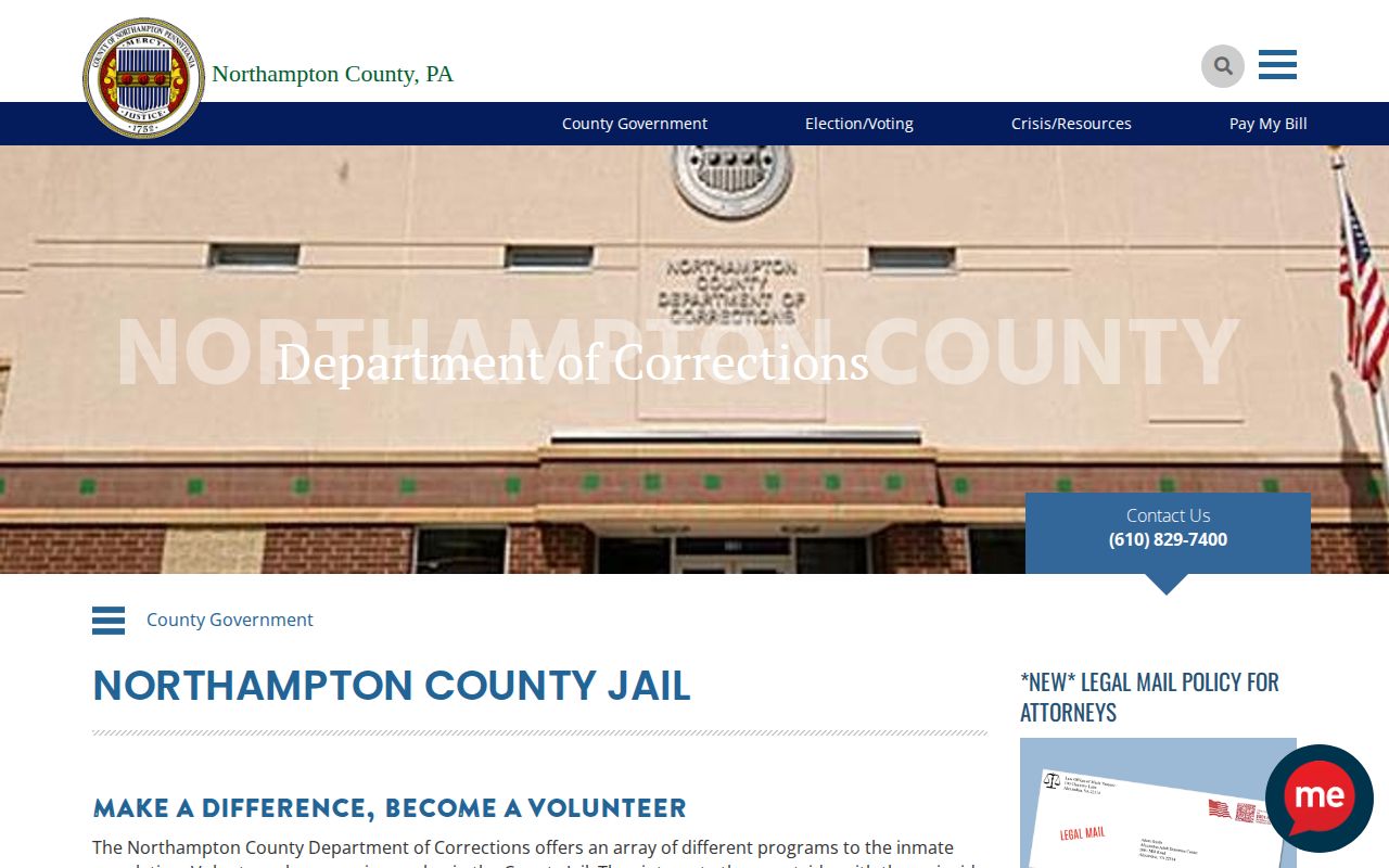 Northampton County Corrections public custody-record context
